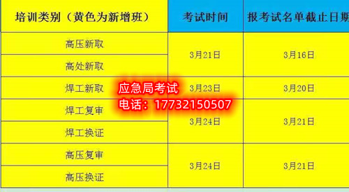 3月石家莊應急局焊工證考試時間安排
